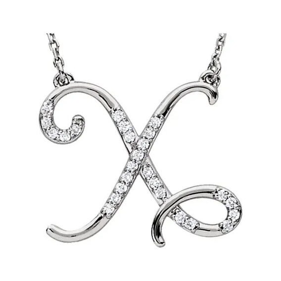 Initial Necklace, Sterling Silver, Diamond Accents - 67680 - Image 3