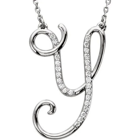 Initial Necklace, Sterling Silver, Diamond Accents - 67680 - Image 5
