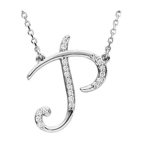 Initial Necklace, Sterling Silver, Diamond Accents - 67680 - Image 6