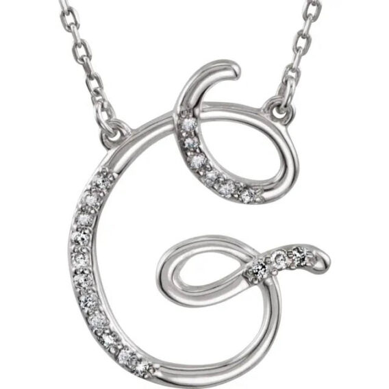 Initial Necklace, Sterling Silver, Diamond Accents - 67680 - Image 7