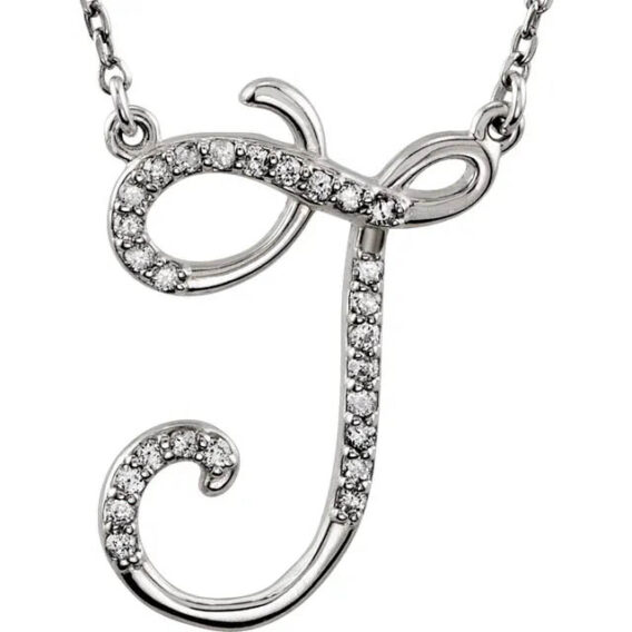Initial Necklace, Sterling Silver, Diamond Accents - 67680 - Image 9