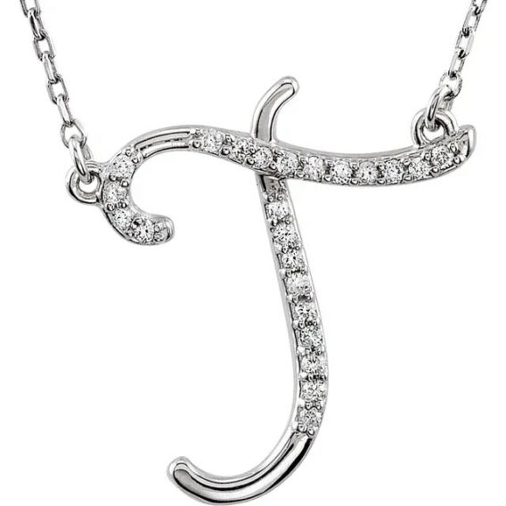 Initial Necklace, Sterling Silver, Diamond Accents - 67680 - Image 10
