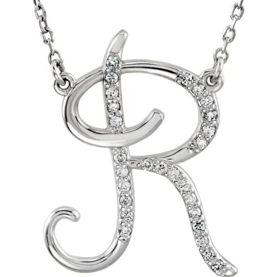Initial Necklace, Sterling Silver, Diamond Accents - 67680 - Image 11