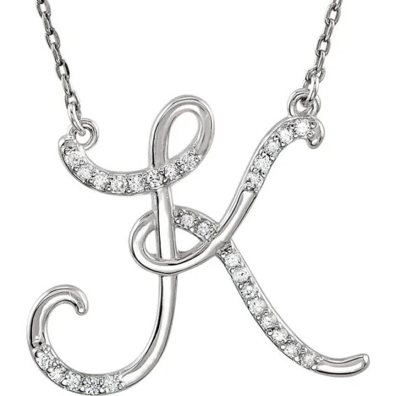 Initial Necklace, Sterling Silver, Diamond Accents - 67680 - Image 12