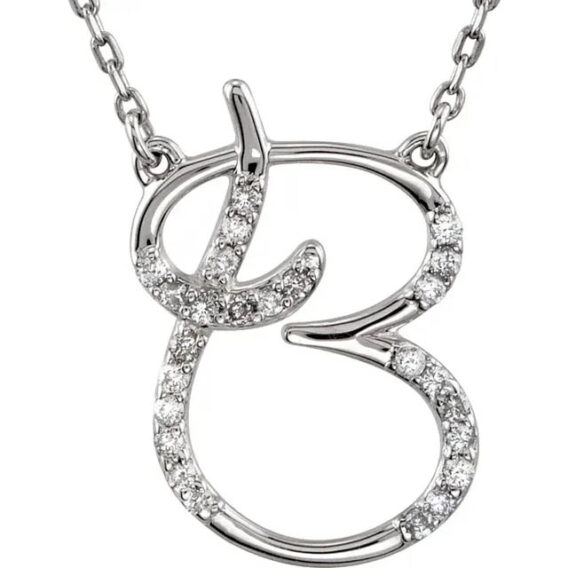Initial Necklace, Sterling Silver, Diamond Accents - 67680 - Image 13