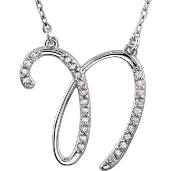 Initial Necklace, Sterling Silver, Diamond Accents - 67680 - Image 14