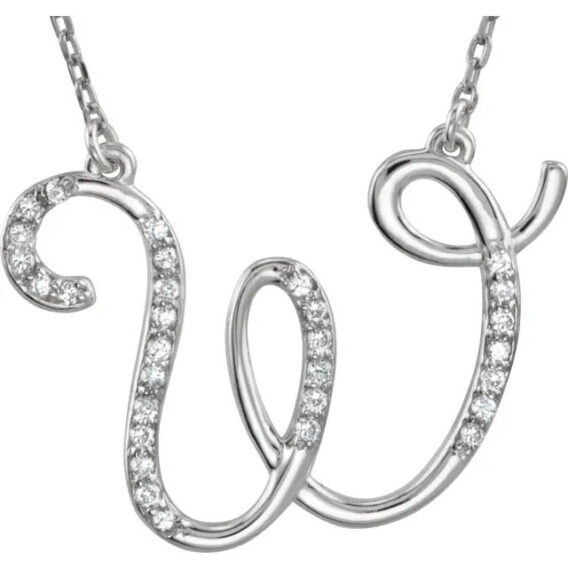 Initial Necklace, Sterling Silver, Diamond Accents - 67680 - Image 15