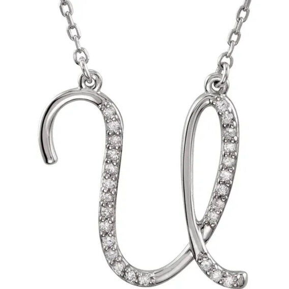 Initial Necklace, Sterling Silver, Diamond Accents - 67680 - Image 16