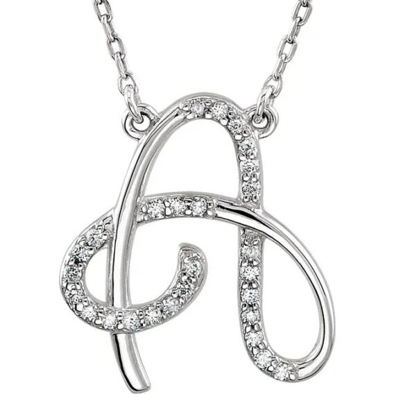 Initial Necklace, Sterling Silver, Diamond Accents - 67680 - Image 17