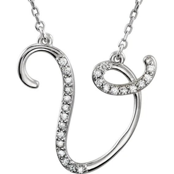 Initial Necklace, Sterling Silver, Diamond Accents - 67680 - Image 18