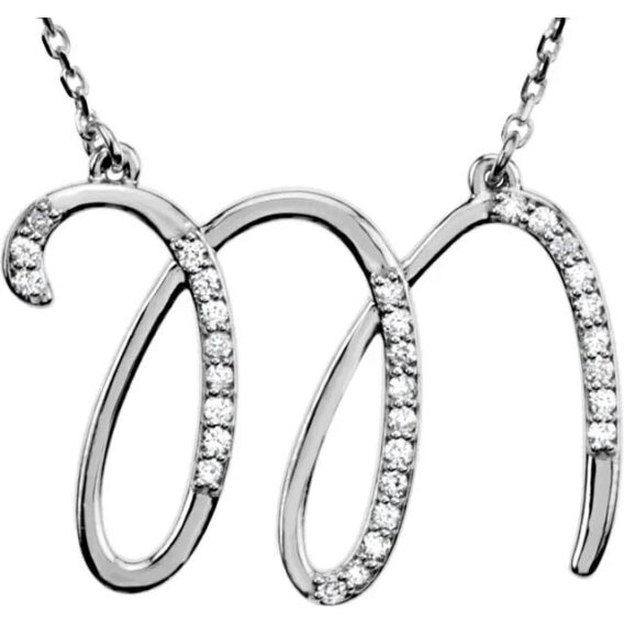 Initial Necklace, Sterling Silver, Diamond Accents - 67680 - Image 19