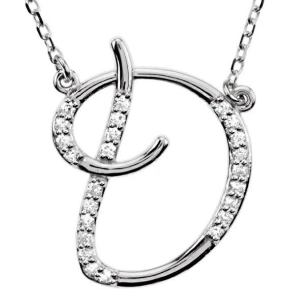 Initial Necklace, Sterling Silver, Diamond Accents - 67680 - Image 20