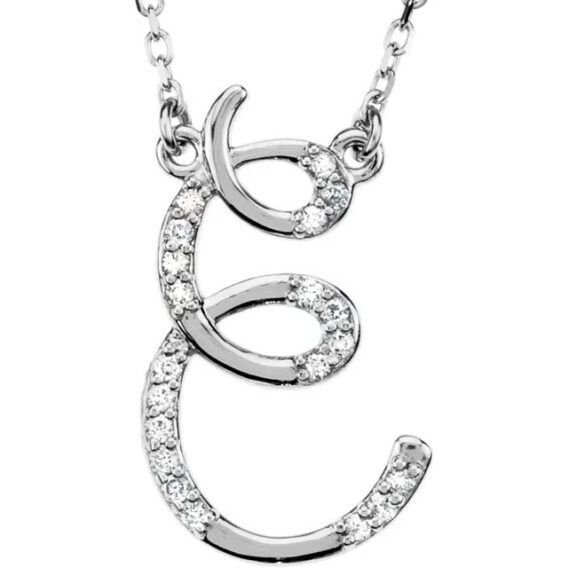 Initial Necklace, Sterling Silver, Diamond Accents - 67680 - Image 21