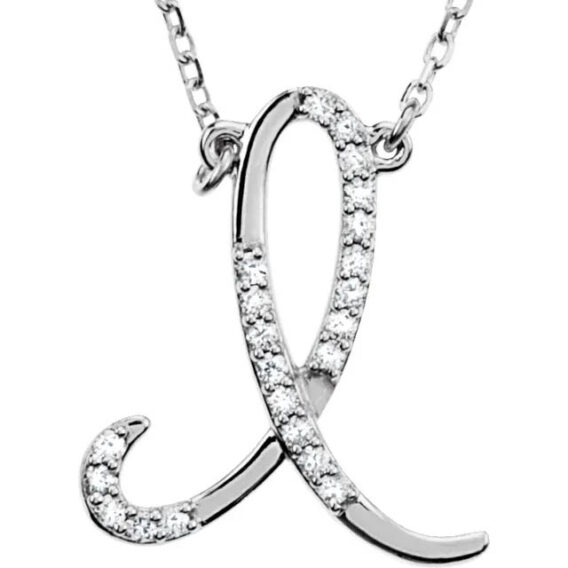 Initial Necklace, Sterling Silver, Diamond Accents - 67680 - Image 22