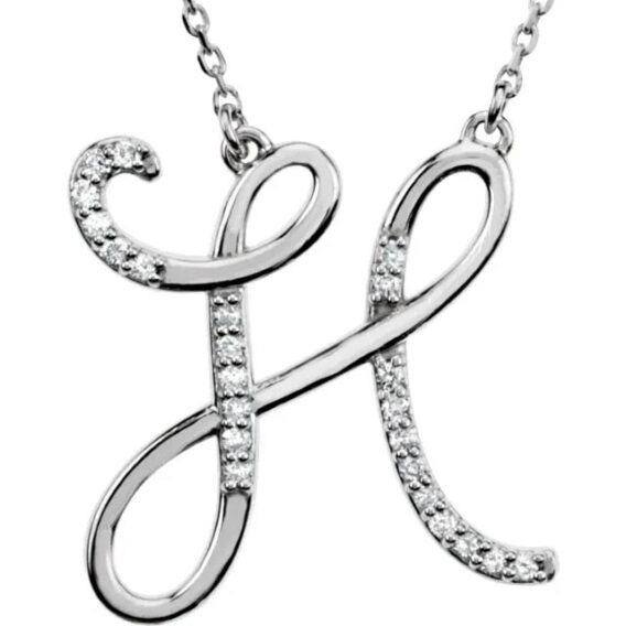 Initial Necklace, Sterling Silver, Diamond Accents - 67680 - Image 23