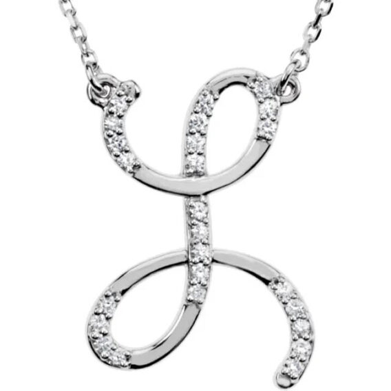 Initial Necklace, Sterling Silver, Diamond Accents - 67680 - Image 25