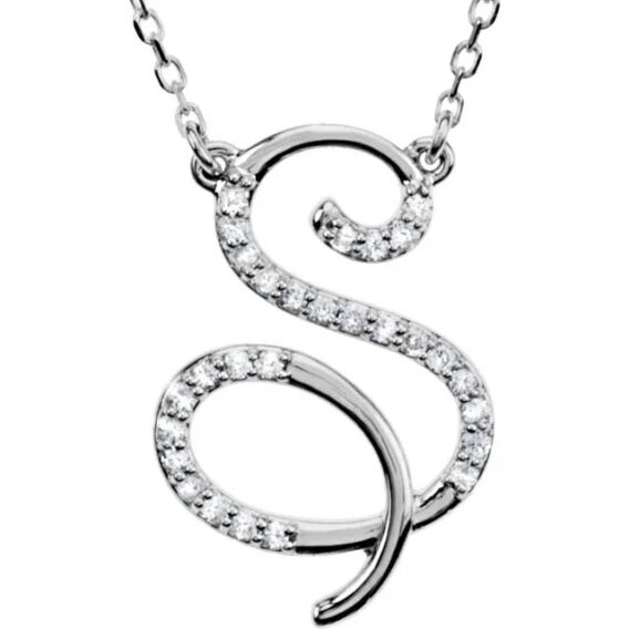 Initial Necklace, Sterling Silver, Diamond Accents - 67680 - Image 26