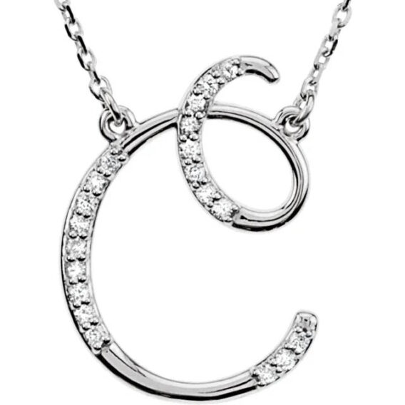 Initial Necklace, Sterling Silver, Diamond Accents - 67680 - Image 27