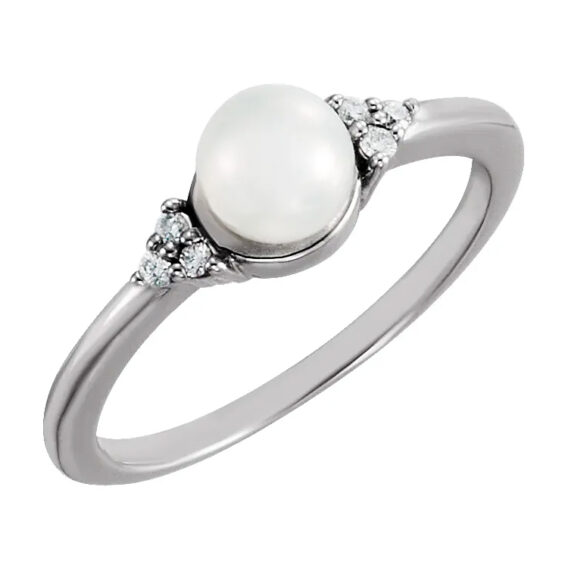 Pearl Ring, Diamond Accented Style - 67462 - Image 8