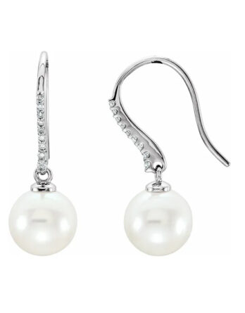 Diamond and Pearl Dangle Earrings 651565