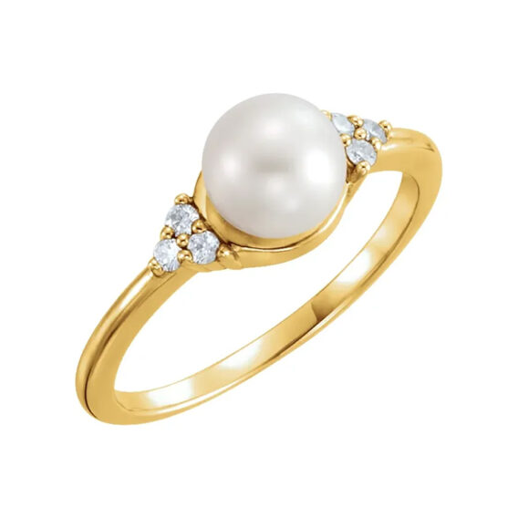 Pearl Ring, Diamond Accented Style - 67462 - Image 2
