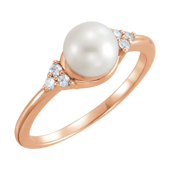 Pearl Ring, Diamond Accented Style - 67462 - Image 4