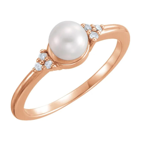 Pearl Ring, Diamond Accented Style - 67462 - Image 5