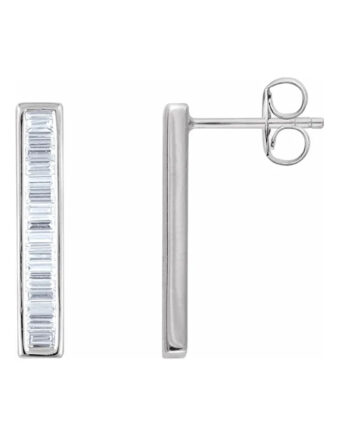 Drop Earrings, Diamond Baguette Bar Style - 651886