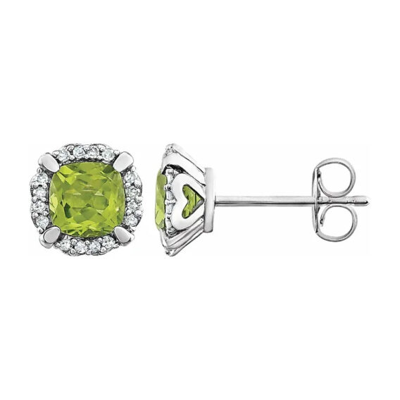 14K White Halo-Style Birthstone Stud Earrings 651954 - Image 2