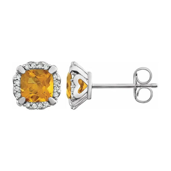 14K White Halo-Style Birthstone Stud Earrings 651954 - Image 4