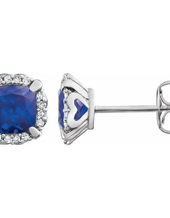 14K White Halo-Style Birthstone Stud Earrings 651954