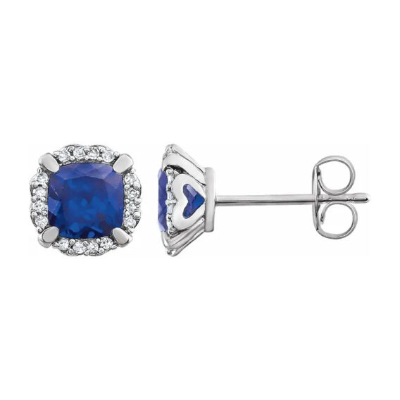 14K White Halo-Style Birthstone Stud Earrings 651954 - Image 7