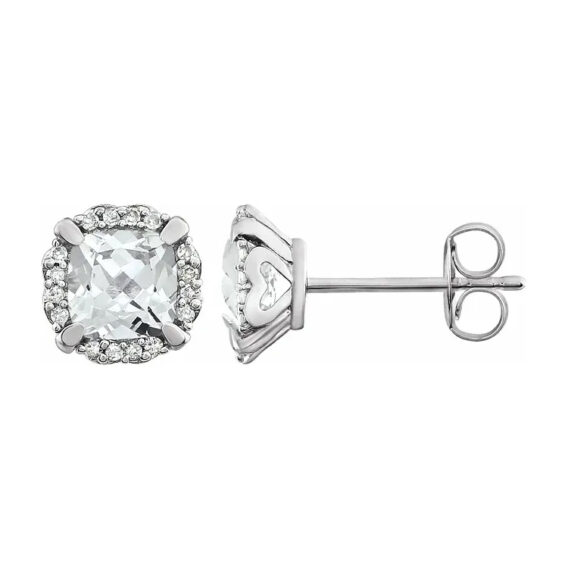 14K White Halo-Style Birthstone Stud Earrings 651954 - Image 8