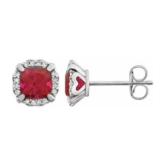 14K White Halo-Style Birthstone Stud Earrings 651954 - Image 9
