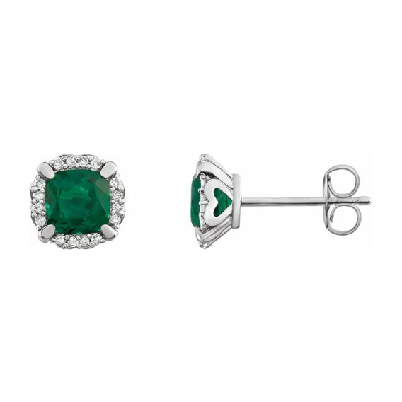 14K White Halo-Style Birthstone Stud Earrings 651954 - Image 10
