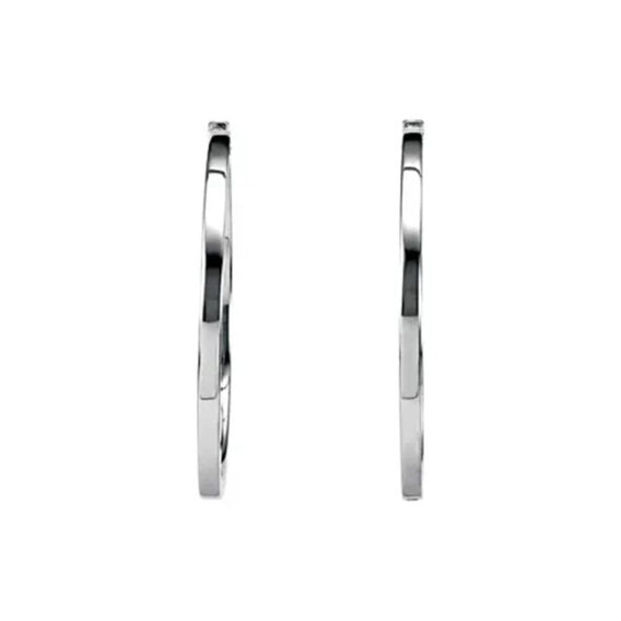 Sterling Silver Hoop Earrings, Hinged Square Tube Hoop - 85187 - Image 2