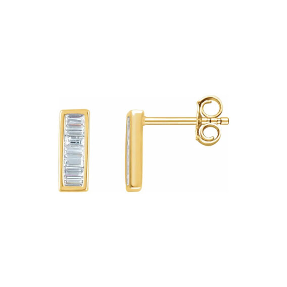 Drop Earrings, Diamond Baguette Bar Style - 651886 - Image 5