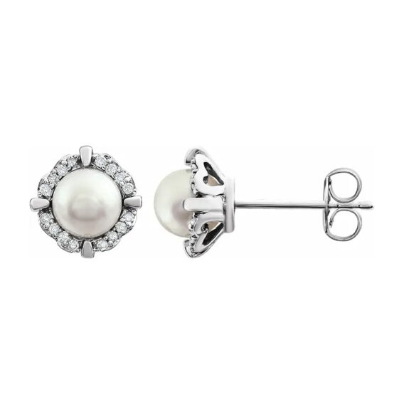 14K White Halo-Style Birthstone Stud Earrings 651954 - Image 11