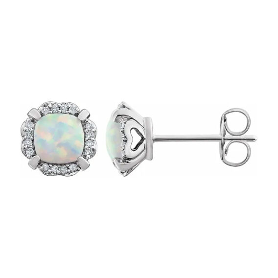 14K White Halo-Style Birthstone Stud Earrings 651954 - Image 12