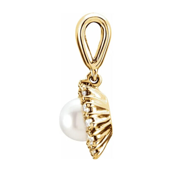 Pearl Pendant, Diamond Halo-Style - 85951 - Image 3