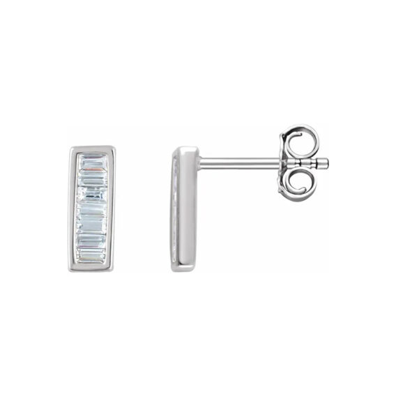 Drop Earrings, Diamond Baguette Bar Style - 651886 - Image 6