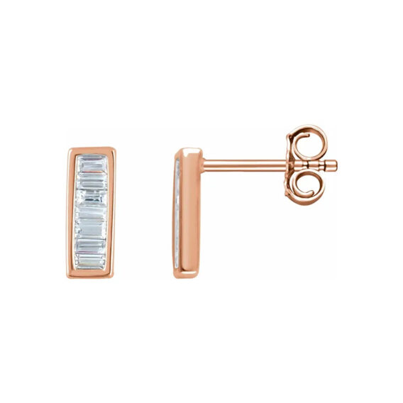Drop Earrings, Diamond Baguette Bar Style - 651886 - Image 7