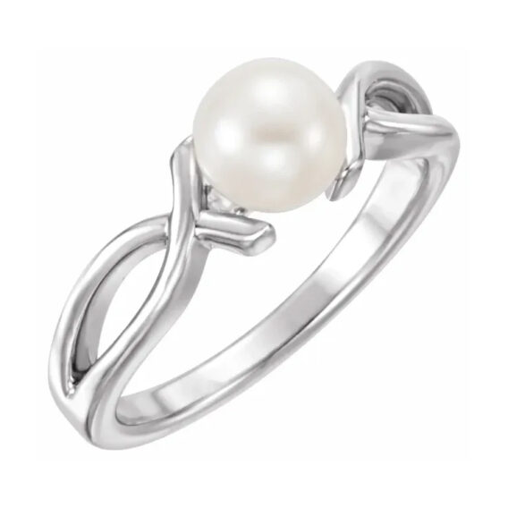 Pearl Ring. Cultured White Freshwater Pearl - 6487 - Image 3