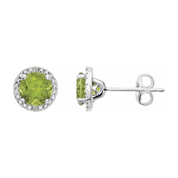 Stud Earrings, Rhodium-Plated Sterling Silver, Birthstone and Diamond Halo-Style - 652050 - Image 7