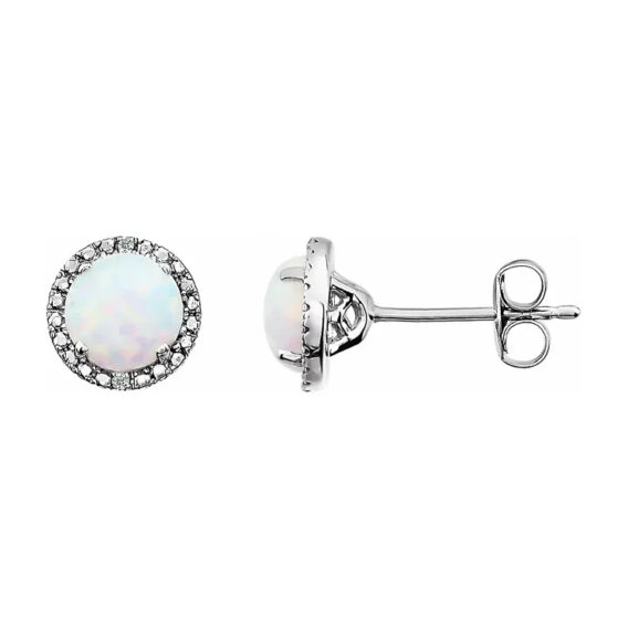 Stud Earrings, Rhodium-Plated Sterling Silver, Birthstone and Diamond Halo-Style - 652050 - Image 9