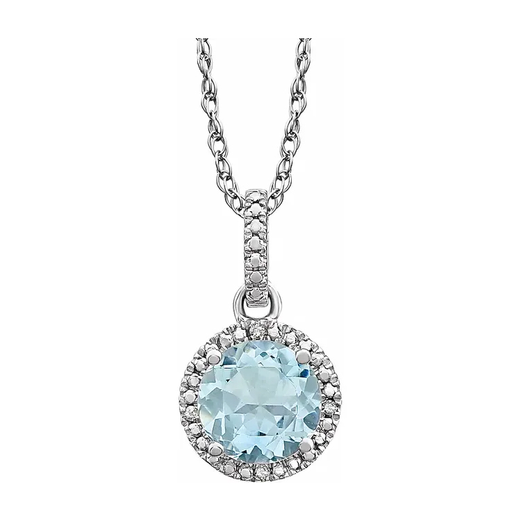 Birthstone Necklace, Rhodium-Plated Sterling Silver, Diamond Halo-Style - 652051 POPULAR CHOICE - Image 3