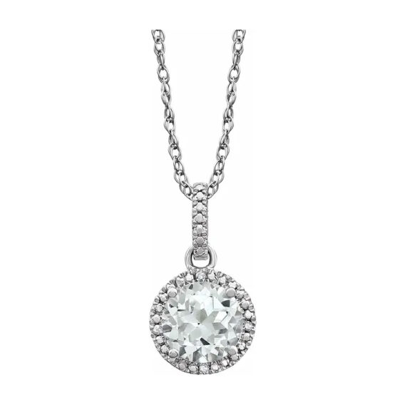 Birthstone Necklace, Rhodium-Plated Sterling Silver, Diamond Halo-Style - 652051 POPULAR CHOICE - Image 4