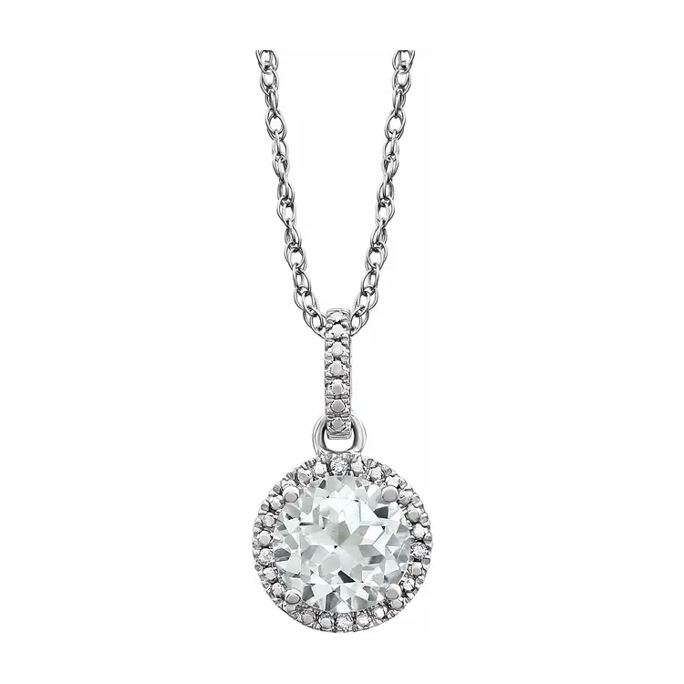 Birthstone Necklace, Rhodium-Plated Sterling Silver, Diamond Halo-Style - 652051 POPULAR CHOICE - Image 4