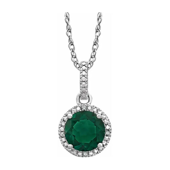 Birthstone Necklace, Rhodium-Plated Sterling Silver, Diamond Halo-Style - 652051 POPULAR CHOICE - Image 5