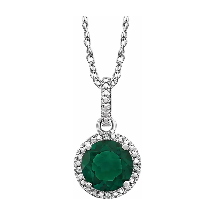 Birthstone Necklace, Rhodium-Plated Sterling Silver, Diamond Halo-Style - 652051 POPULAR CHOICE - Image 5